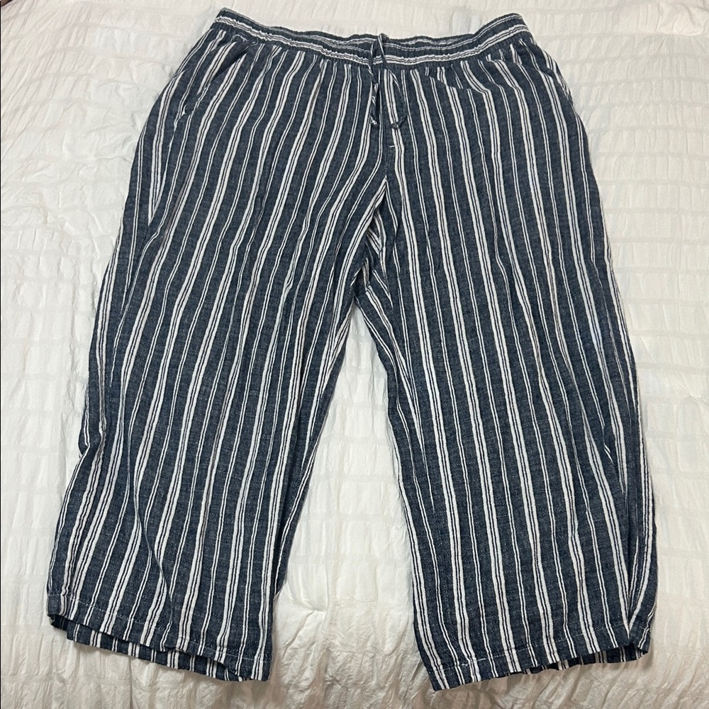 Old Navy Striped Navy and White Linen Pants
